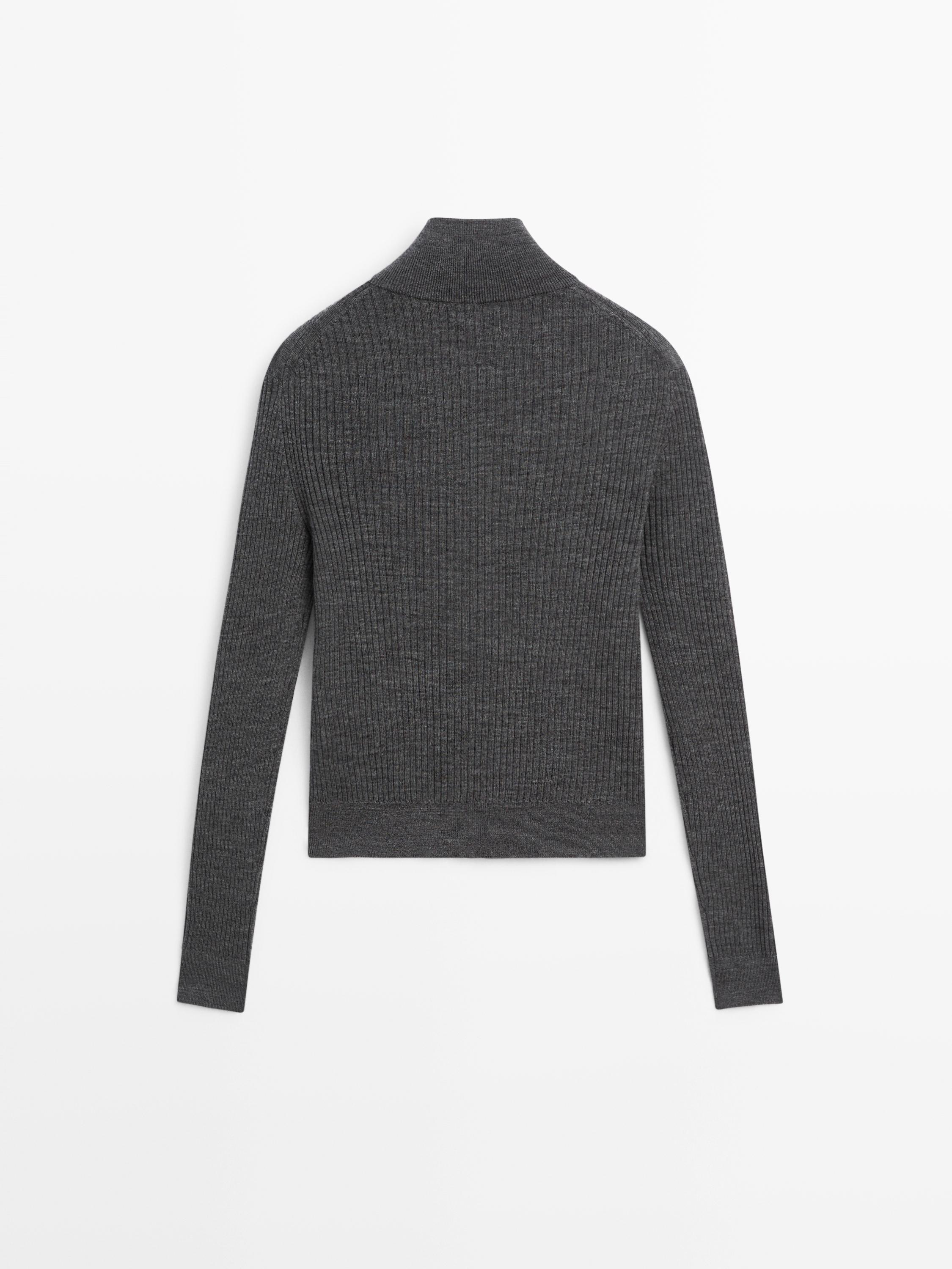 Wool zip-up cardigan